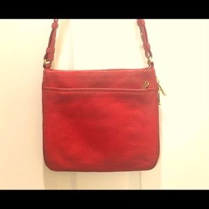 Fossil Red Leather Crossbody Bag